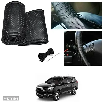 Stylish Car Steering Cover Black Stiching  For Mahindra Alturas G4