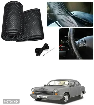 Stylish Car Steering Cover Black Stiching  For Universal For Car Ambassador MPFi