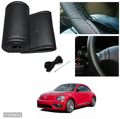 Stylish Car Steering Cover Black Stiching  For Volkswagen Beetle-thumb0