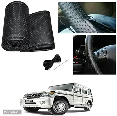 Stylish Car Steering Cover Black Stiching  For Mahindra Bolero