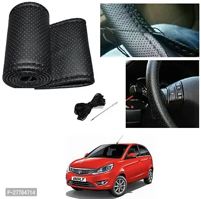 Stylish Car Steering Cover Black Stiching  For Tata Bolt