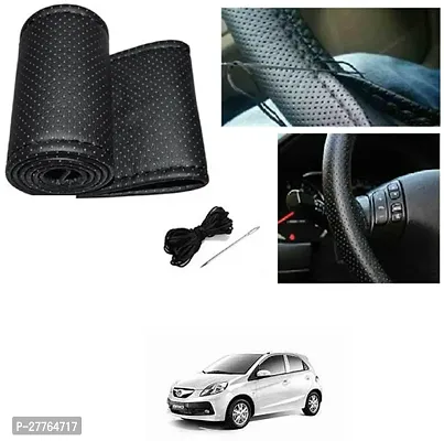 Stylish Car Steering Cover Black Stiching  For Honda Brio