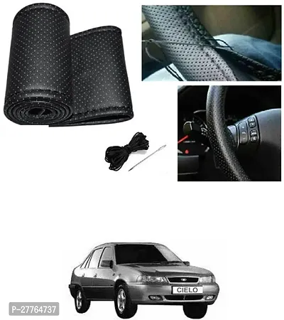 Stylish Car Steering Cover Black Stiching  For Universal For Car Cielo