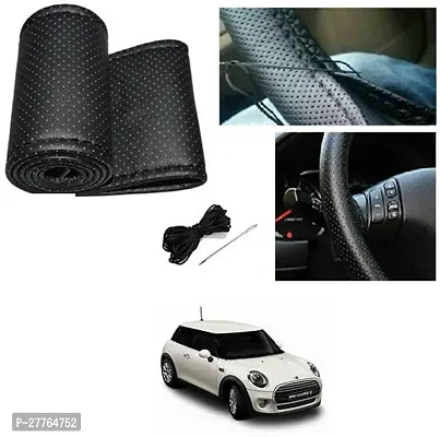 Stylish Car Steering Cover Black Stiching  For Universal For Car Cooper-thumb0