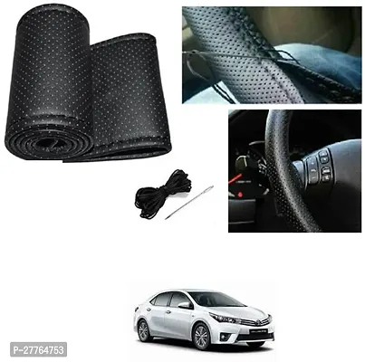 Stylish Car Steering Cover Black Stiching  For Toyota Corolla Altis