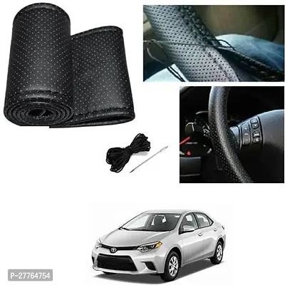 Stylish Car Steering Cover Black Stiching  For Toyota Corolla