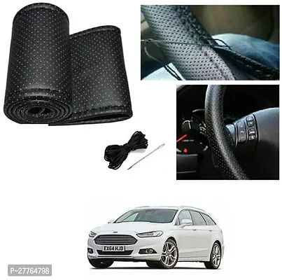 Stylish Car Steering Cover Black Stiching  For Ford Estate