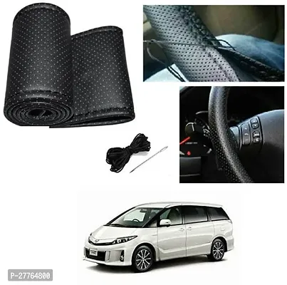 Stylish Car Steering Cover Black Stiching  For Toyota Estima