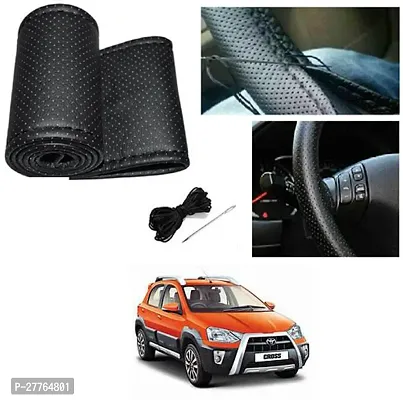 Stylish Car Steering Cover Black Stiching  For Toyota Etios Cross