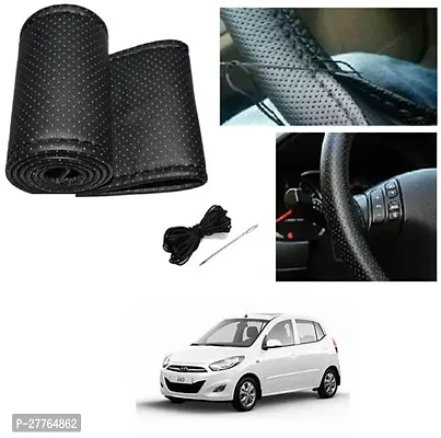 Stylish Car Steering Cover Black Stiching  For Hyundai i10