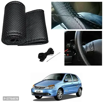 Stylish Car Steering Cover Black Stiching  For Tata Indica Ev2