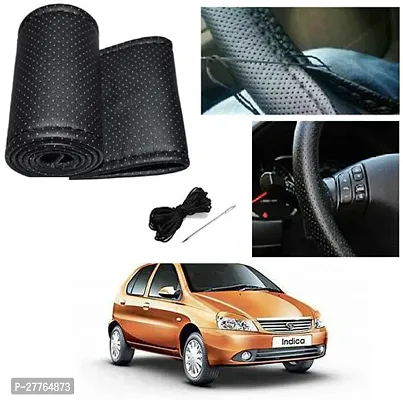 Stylish Car Steering Cover Black Stiching  For Tata Indica