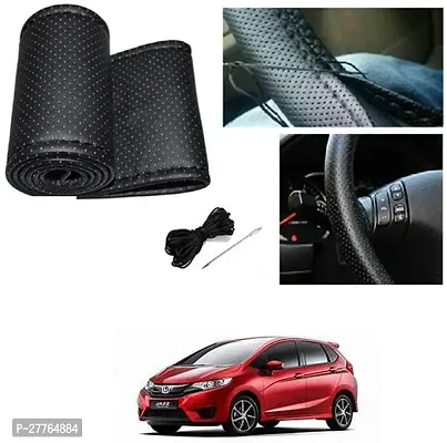 Stylish Car Steering Cover Black Stiching  For Honda Jazz