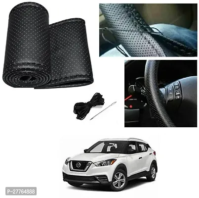 Stylish Car Steering Cover Black Stiching  For Nissan Kicks