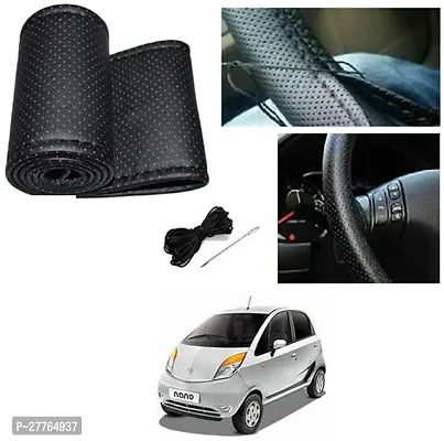 Stylish Car Steering Cover Black Stiching  For Tata Nano-thumb0