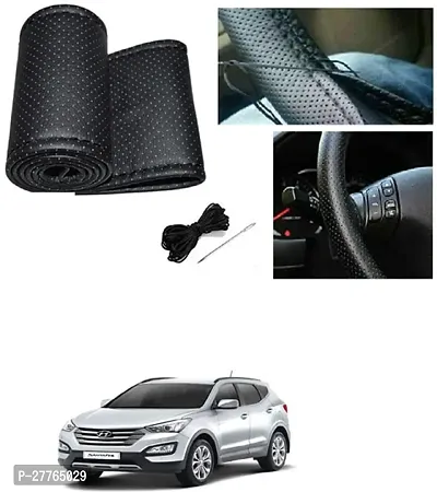 Stylish Car Steering Cover Black Stiching  For Hyundai SantaFe