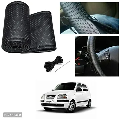 Stylish Car Steering Cover Black Stiching  For Hyundai Santro Xing-thumb0