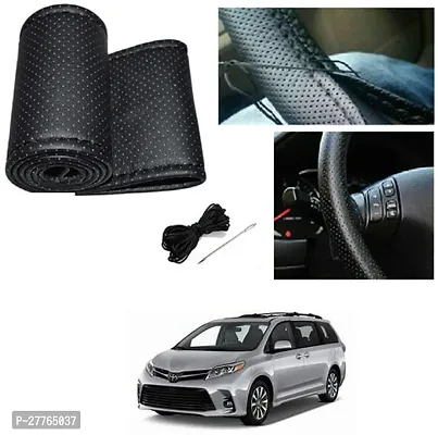 Stylish Car Steering Cover Black Stiching  For Toyota Sienna