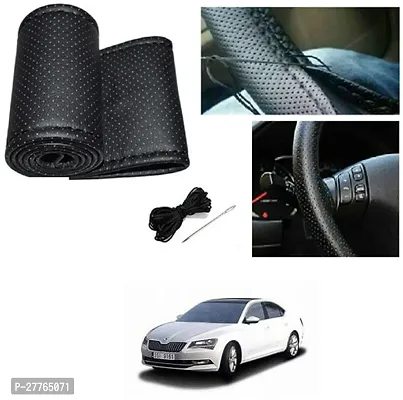 Stylish Car Steering Cover Black Stiching  For Skoda Superb