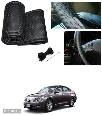 Stylish Car Steering Cover Black Stiching  For Nissan Teana