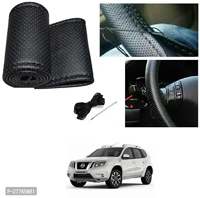 Stylish Car Steering Cover Black Stiching  For Nissan Terrano