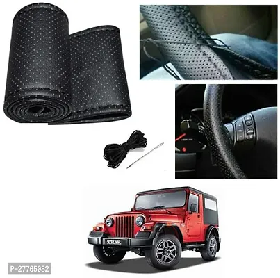 Stylish Car Steering Cover Black Stiching  For Mahindra Thar