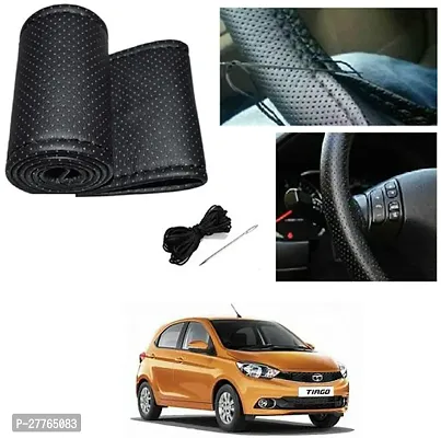 Stylish Car Steering Cover Black Stiching  For Tata Tiago