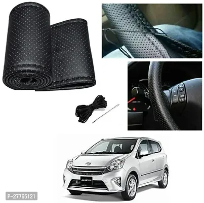 Stylish Car Steering Cover Black Stiching  For Toyota Wigo