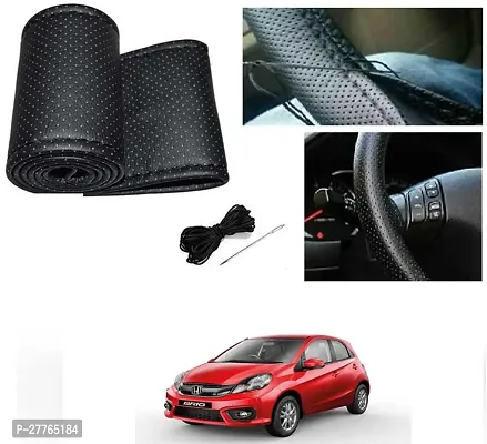 Stylish Car Steering Cover Black Stiching  For Honda Brio Facelift