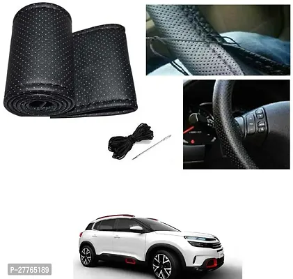 Stylish Car Steering Cover Black Stiching  For Mahindra C5 Aircross