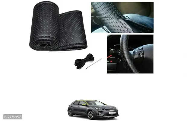 Stylish Car Steering Cover Black Stiching  For Kia Stonic-thumb0