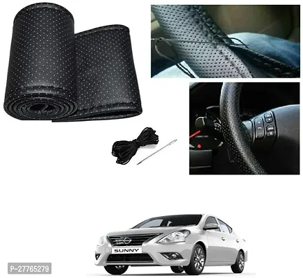 Stylish Car Steering Cover Black Stiching  For Nissan Sunny Facelift