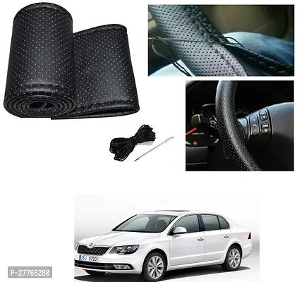 Stylish Car Steering Cover Black Stiching  For Skoda Superb Facelift-thumb0