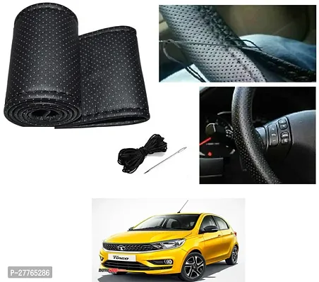 Stylish Car Steering Cover Black Stiching  For Tata Tiago Facelift-thumb0