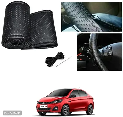 Stylish Car Steering Cover Black Stiching  For Tata Tigor JTP