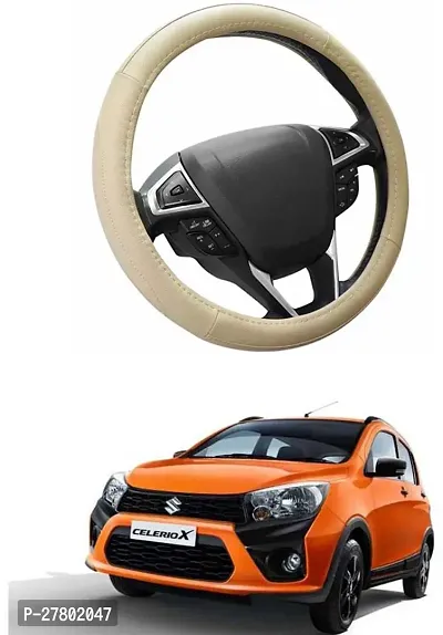 Designer Car Steering Cover Round Beige For Maruti Suzuki Celerio X