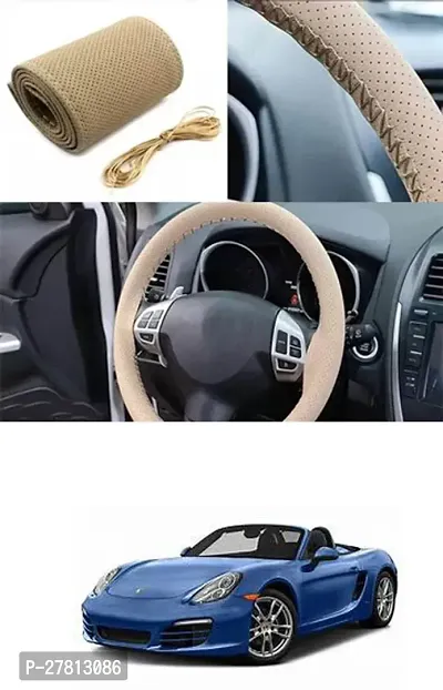 Stylish Car Steering Cover Beige Stiching  For Universal For Car Boxster