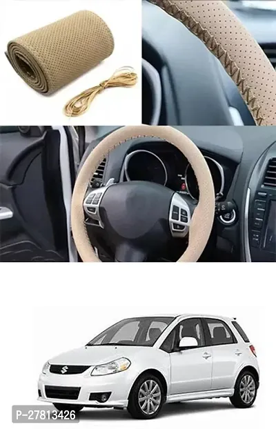 Stylish Car Steering Cover Beige Stiching  For Maruti Suzuki SX4-thumb0