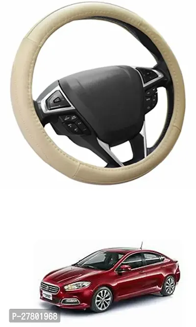 Designer Car Steering Cover Round Beige For Fiat Viaggio