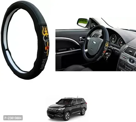 RONISH Exclusive Ring Type Car Steering Wheel Cover (Om Namah Shivay) Black For Mahindra Alturas G4-thumb0