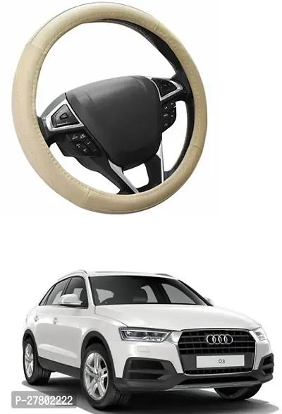 Designer Car Steering Cover Round Beige For Audi Q3 Facelift