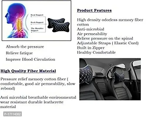 RONISH BlackWhite Leatherite Daimond Print Car Cushion (Set of 2) for Hyundai Santro Xing XL ERLX Euro III-thumb2