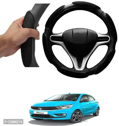 Car Better Grip Black Steering Wheel Cover (Slip-in) For Tata Tiago Facelift-thumb0