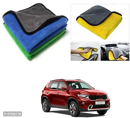 Car Cleaning Microfiber Cloth Pack Of 2 Multicolor For Kia Sonet