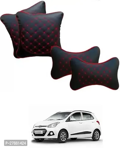 Car Neckrest Pillow Black Red Set Of 4 For Hyundai Grand i10