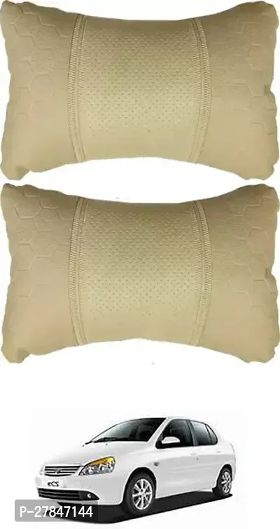 Stylish Car Neckrest Pillow Football Design Beige For Tata Indigo eCS