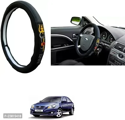 RONISH Exclusive Ring Type Car Steering Wheel Cover (Om Namah Shivay) Black For Hyundai Verna Transform