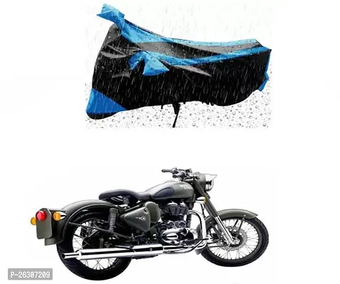 RONISH Two Wheeler Cover (Black,Blue) Fully Waterproof For Royal Enfield Battle Green