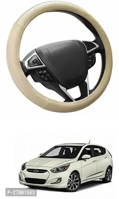 Designer Car Steering Cover Round Beige For Hyundai Accent-thumb0