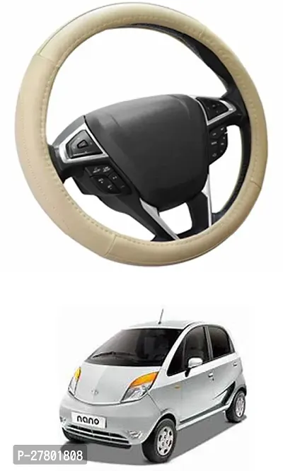 Designer Car Steering Cover Round Beige For Tata Nano